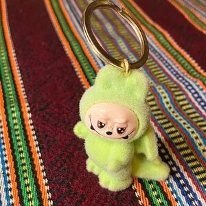 Green Fuzzy Monster Dragon Keychain